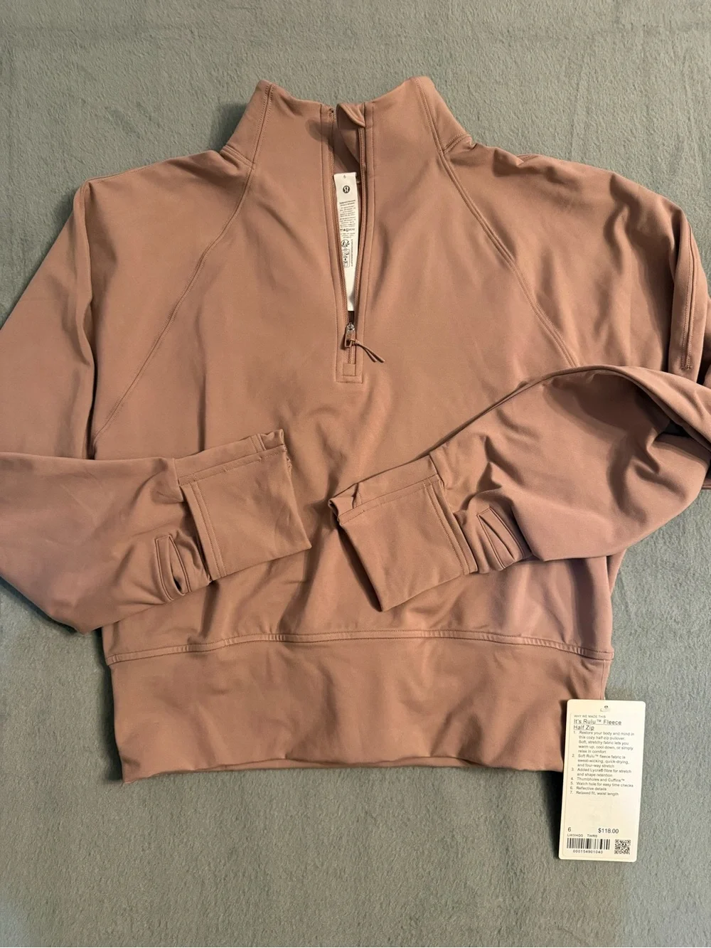 Lululemon Pullover Womens Size 6 Rulu Fleece Twrs Run Half Zip Long Sleeve  NWT